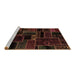 Sideview of Machine Washable Patchwork Brown Transitional Rug, wshabs2064brn