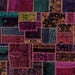 Square Abstract Maroon Purple Patchwork Rug, abs2064