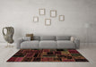 Machine Washable Patchwork Brown Transitional Rug in a Living Room,, wshabs2064brn