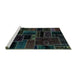 Sideview of Machine Washable Patchwork Turquoise Transitional Area Rugs, wshabs2064turq