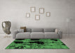 Machine Washable Abstract Emerald Green Modern Area Rugs in a Living Room,, wshabs2065emgrn