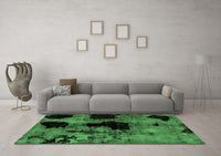 Machine Washable Abstract Emerald Green Modern Rug, wshabs2065emgrn