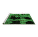 Sideview of Machine Washable Abstract Green Modern Area Rugs, wshabs2065grn