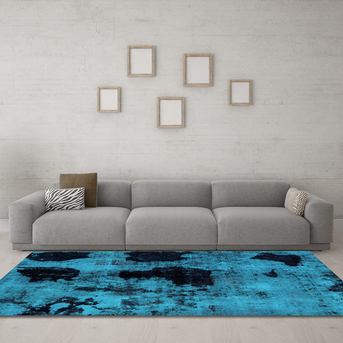 Machine Washable Abstract Light Blue Modern Rug in a Living Room, wshabs2065lblu