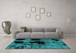 Machine Washable Abstract Turquoise Modern Area Rugs in a Living Room,, wshabs2065turq