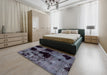 Machine Washable Abstract Black Rug in a Bedroom, wshabs2065