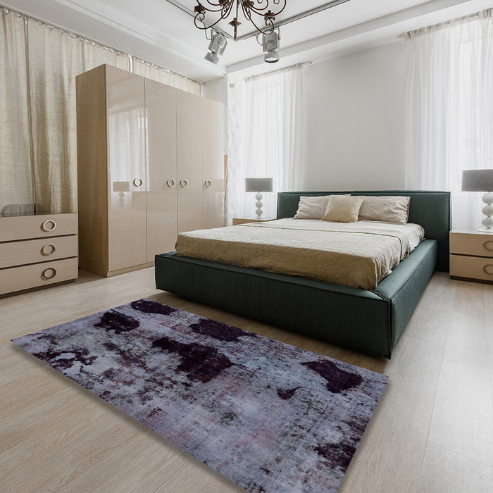 Machine Washable Abstract Black Rug in a Bedroom, wshabs2065