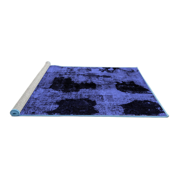 Sideview of Machine Washable Abstract Blue Modern Rug, wshabs2065blu