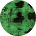 Round Abstract Green Modern Rug, abs2065grn