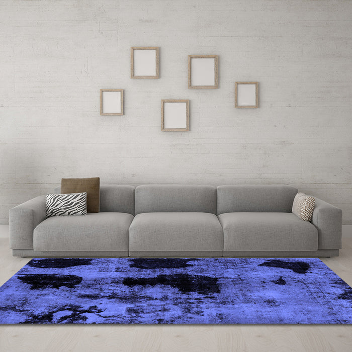 Machine Washable Abstract Blue Modern Rug in a Living Room, wshabs2065blu