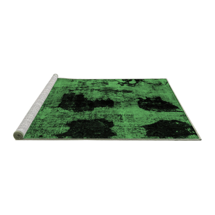 Sideview of Machine Washable Abstract Emerald Green Modern Area Rugs, wshabs2065emgrn