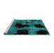 Sideview of Machine Washable Abstract Turquoise Modern Area Rugs, wshabs2065turq