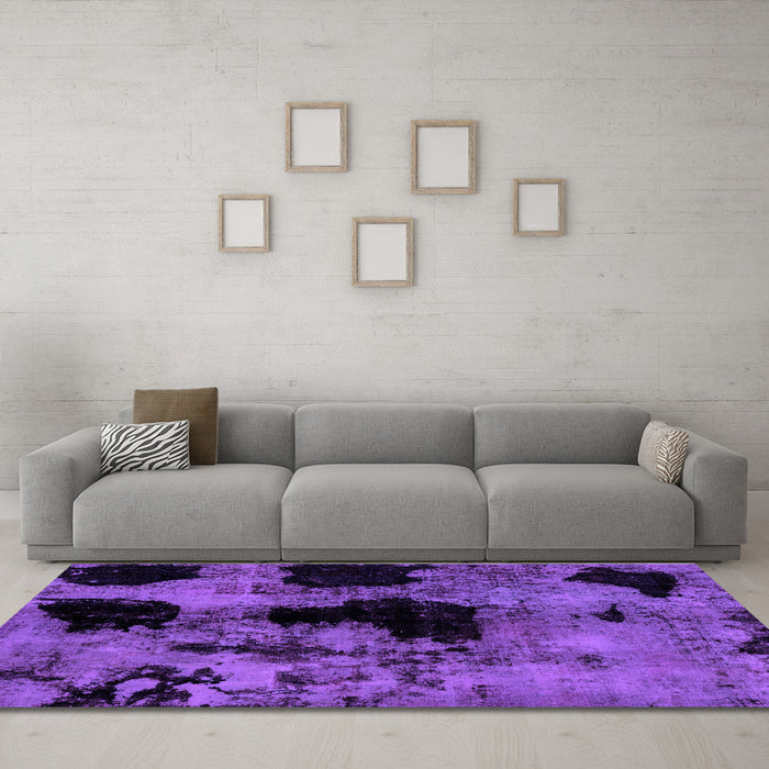 Machine Washable Abstract Purple Modern Area Rugs in a Living Room, wshabs2065pur