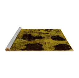 Sideview of Machine Washable Abstract Yellow Modern Rug, wshabs2065yw