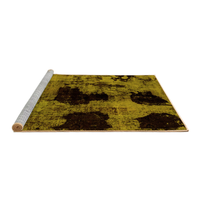 Sideview of Machine Washable Abstract Yellow Modern Rug, wshabs2065yw