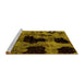 Sideview of Machine Washable Abstract Yellow Modern Rug, wshabs2065yw