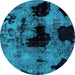 Round Abstract Light Blue Modern Rug, abs2065lblu