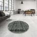 Round Machine Washable Abstract Light Black Rug in a Office, wshabs2066