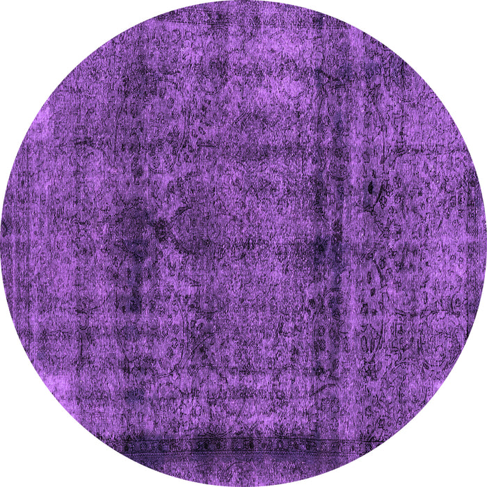 Round Abstract Purple Modern Rug, abs2066pur