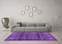 Machine Washable Abstract Purple Modern Area Rugs in a Living Room, wshabs2066pur