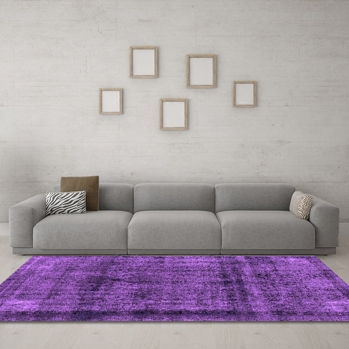 Machine Washable Abstract Purple Modern Area Rugs in a Living Room, wshabs2066pur