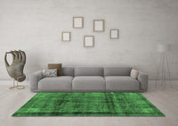 Machine Washable Abstract Emerald Green Modern Rug, wshabs2066emgrn