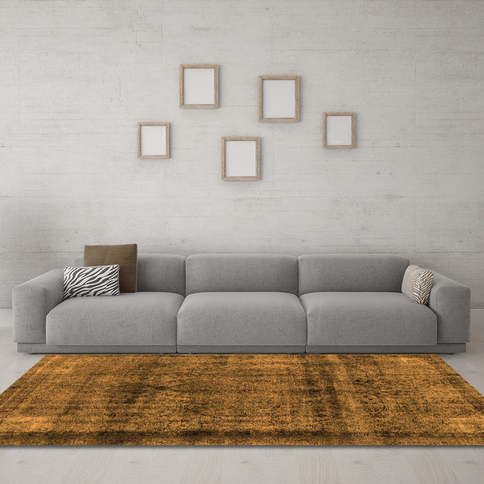 Machine Washable Abstract Orange Modern Area Rugs in a Living Room, wshabs2066org