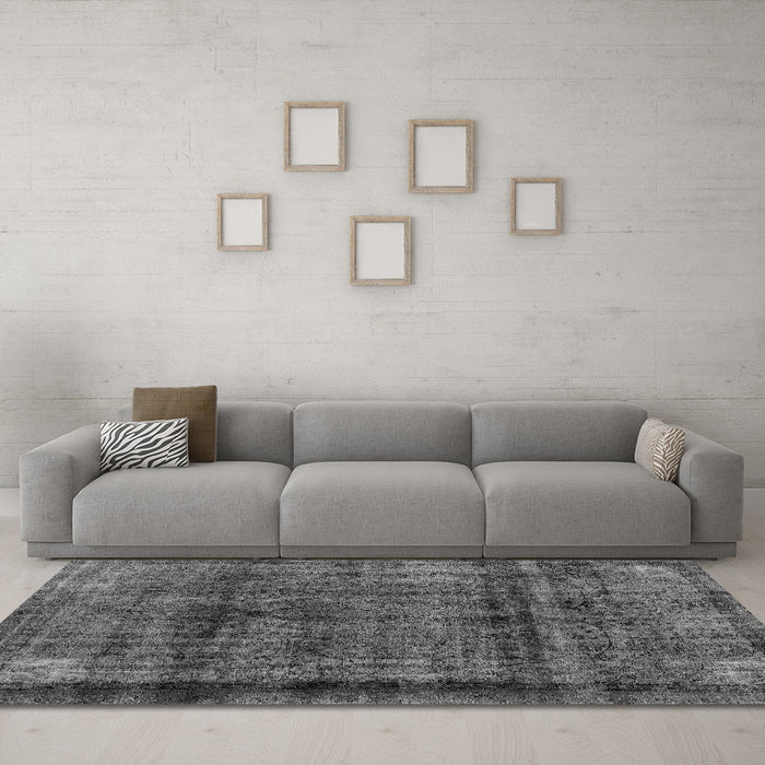 Machine Washable Abstract Gray Modern Rug in a Living Room,, wshabs2066gry