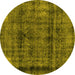 Round Abstract Yellow Modern Rug, abs2066yw