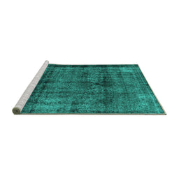 Sideview of Machine Washable Abstract Turquoise Modern Area Rugs, wshabs2066turq