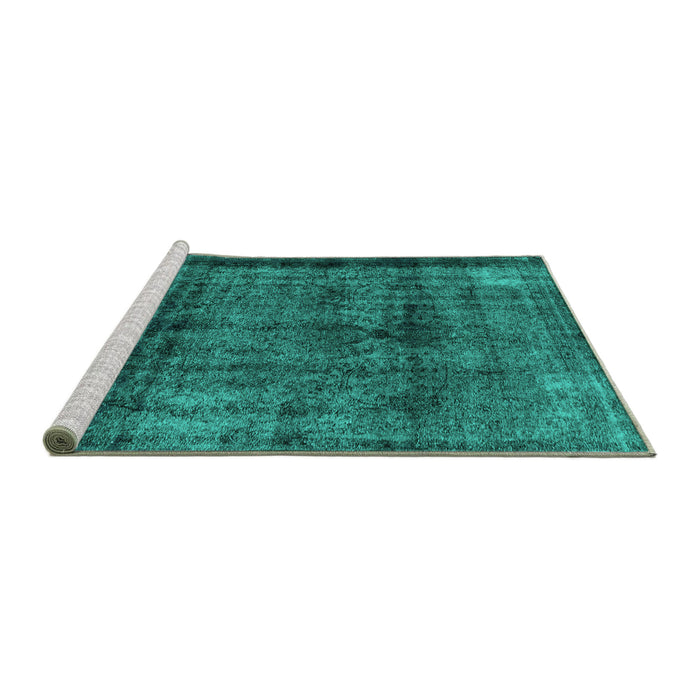 Sideview of Machine Washable Abstract Turquoise Modern Area Rugs, wshabs2066turq