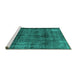 Sideview of Machine Washable Abstract Turquoise Modern Area Rugs, wshabs2066turq