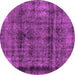 Round Machine Washable Abstract Pink Modern Rug, wshabs2066pnk