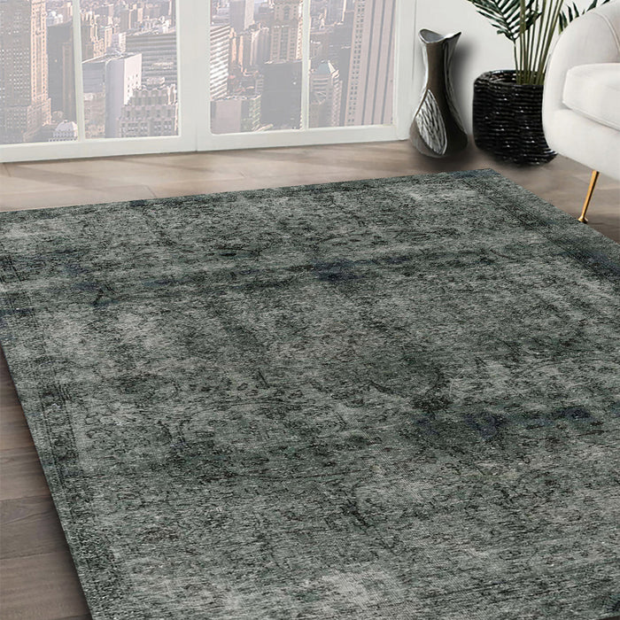 Abstract Light Black Modern Rug in Family Room, abs2066