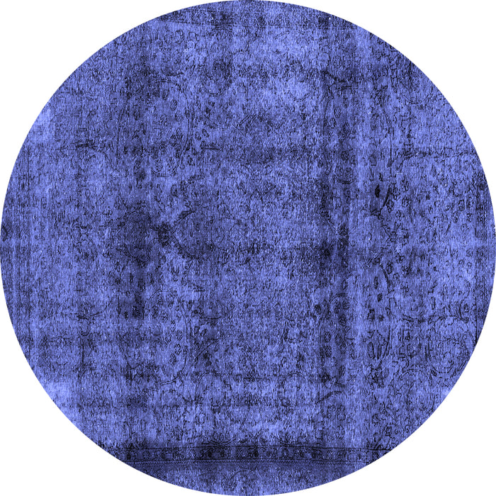 Round Abstract Blue Modern Rug, abs2066blu