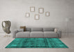 Machine Washable Abstract Turquoise Modern Area Rugs in a Living Room,, wshabs2066turq