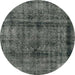 Round Abstract Light Black Modern Rug, abs2066