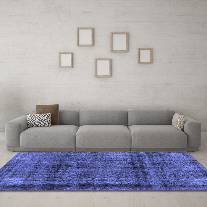 Machine Washable Abstract Blue Modern Rug in a Living Room, wshabs2066blu