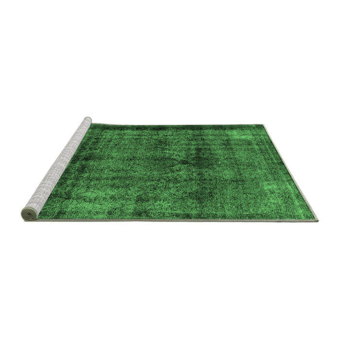 Sideview of Machine Washable Abstract Emerald Green Modern Area Rugs, wshabs2066emgrn