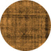 Round Abstract Orange Modern Rug, abs2066org