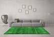 Machine Washable Abstract Green Modern Area Rugs in a Living Room,, wshabs2066grn