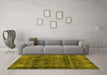 Machine Washable Abstract Yellow Modern Rug in a Living Room, wshabs2066yw