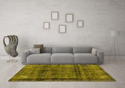 Machine Washable Abstract Yellow Modern Rug in a Living Room, wshabs2066yw