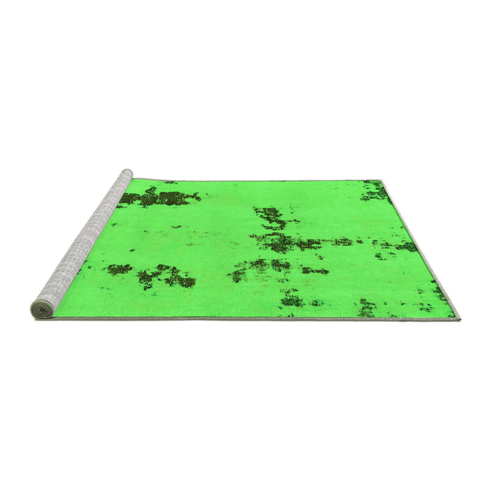 Sideview of Machine Washable Abstract Green Modern Area Rugs, wshabs2067grn