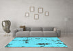 Machine Washable Abstract Light Blue Modern Rug in a Living Room, wshabs2067lblu