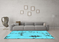 Machine Washable Abstract Light Blue Modern Rug, wshabs2067lblu