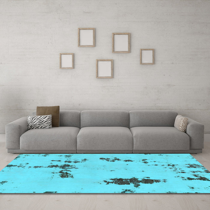Machine Washable Abstract Light Blue Modern Rug in a Living Room, wshabs2067lblu