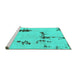 Sideview of Machine Washable Abstract Turquoise Modern Area Rugs, wshabs2067turq