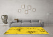 Machine Washable Abstract Yellow Modern Rug in a Living Room, wshabs2067yw