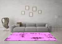 Machine Washable Abstract Pink Modern Rug, wshabs2067pnk